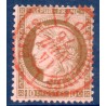 Timbre France Yvert No 54 Type Cérès 10c brun s. rose Oblitéré CaD rouge des imprimés