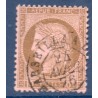 Timbre France Yvert No 54a Type Cérès 10c brun foncé s. rose Oblitéré CaD type 17