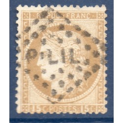 Timbre France Yvert No 55 Type Cérès 15c bistre Oblitéré ambulant