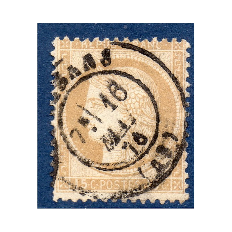 Timbre France Yvert No 55 Type Cérès 15c bistre Oblitéré CaD type 17