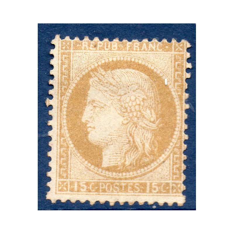 Timbre France Yvert No 55 Type Cérès 15c bistre Neuf (*) sans gomme