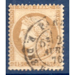 Timbre France Yvert No 55a Type Cérès 15c bistre-jaune Oblitéré CaD type 17