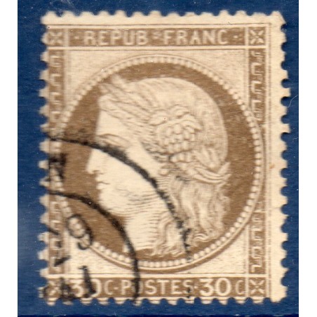 Timbre France Yvert No 56 Type Cérès 30c brun Oblitéré CaD type 17