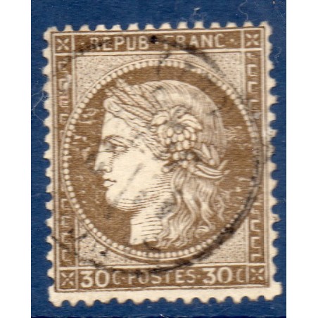 Timbre France Yvert No 56a Type Cérès 30c brun foncé Oblitéré CaD type 17