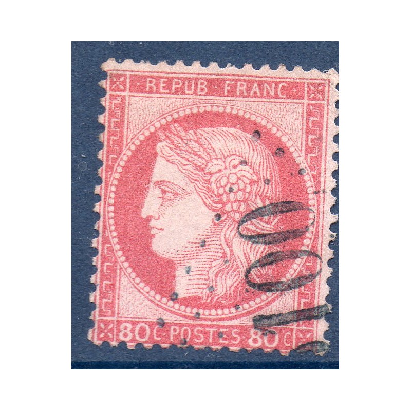 Timbre France Yvert No 57 Type Cérès 80c rose Oblitéré gros chiffres