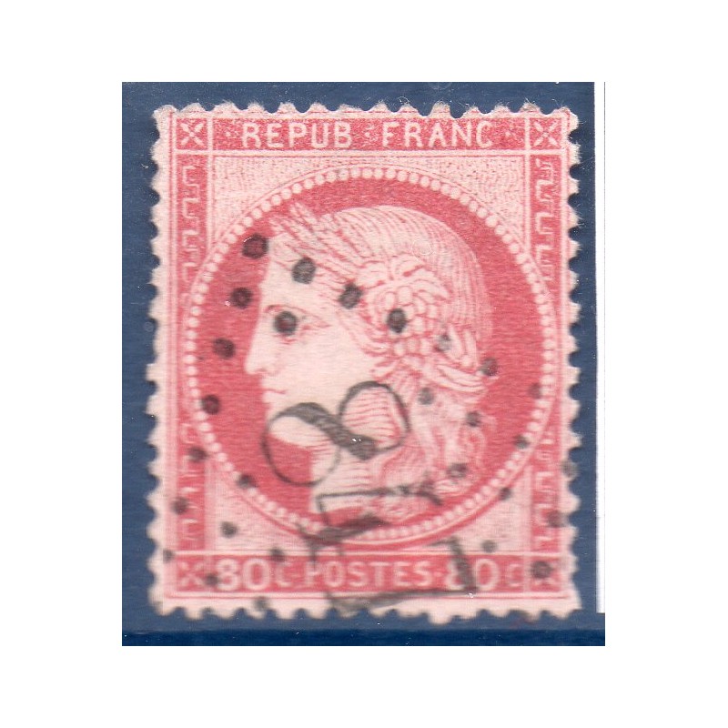 Timbre France Yvert No 57a Type Cérès 80c carmin-rose Oblitéré gros chiffres