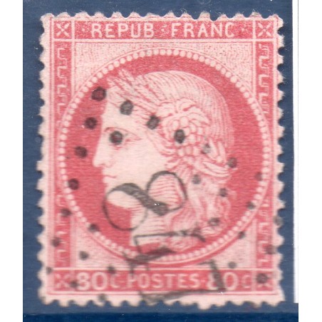 Timbre France Yvert No 57a Type Cérès 80c carmin-rose Oblitéré gros chiffres