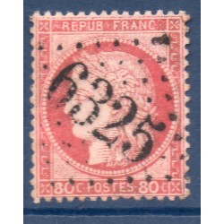 Timbre France Yvert No 57b Type Cérès 80c carmin vif Oblitéré gros chiffres