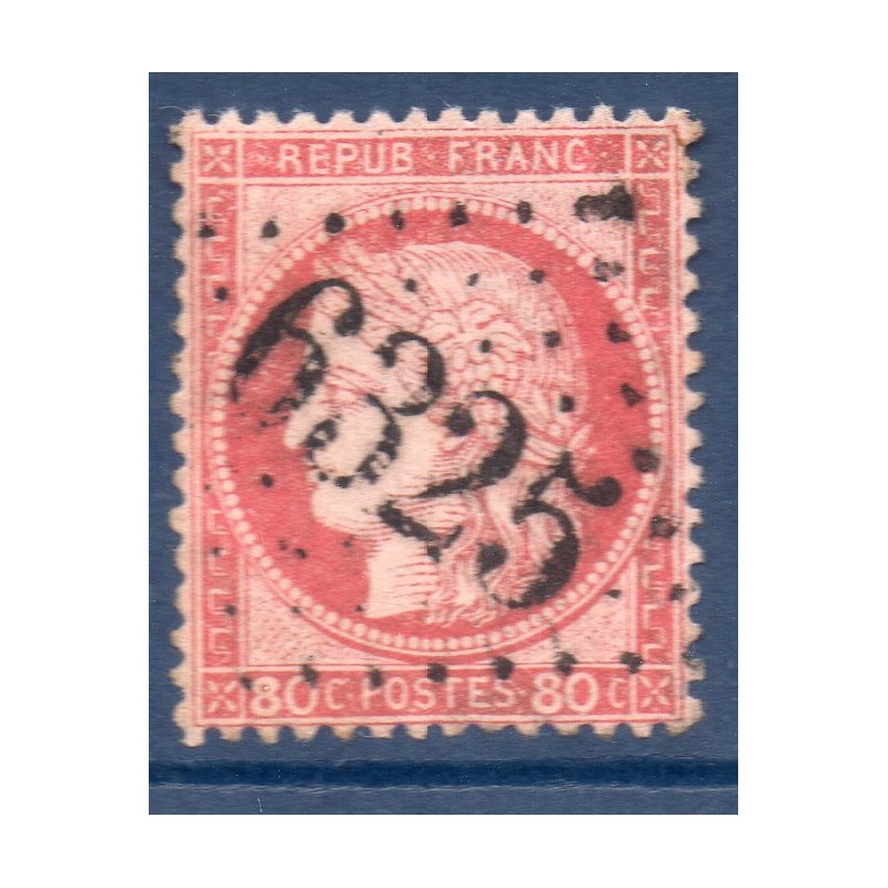 Timbre France Yvert No 57b Type Cérès 80c carmin vif Oblitéré gros chiffres