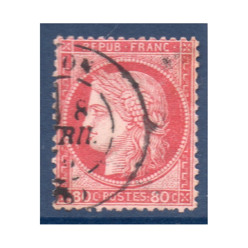 Timbre France Yvert No 57b Type Cérès 80c carmin vif Oblitéré CaD type 17