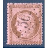 Timbre France Yvert No 58 Type Cérès 10c brun s. rose Oblitéré gros chiffres