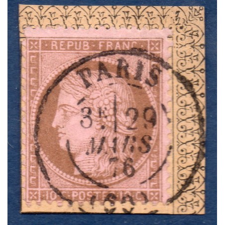 Timbre France Yvert No 58 Type Cérès 10c brun s. rose Oblitéré CaD type 17