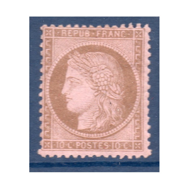 Timbre France Yvert No 58 Type Cérès 10c brun s. rose Neuf * sur charnière