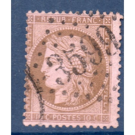 Timbre France Yvert No 58a Type Cérès 10c brun foncé s. rose Oblitéré gros chiffres