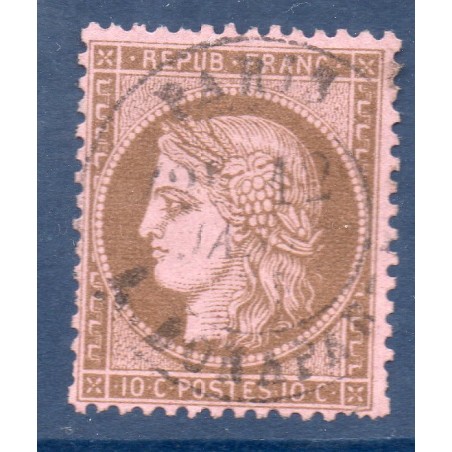 Timbre France Yvert No 58a Type Cérès 10c brun foncé s. rose Oblitéré CaD type 17