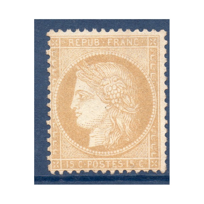 Timbre France Yvert No 59 Type Cérès 15c bistre Neuf (*) sans gomme