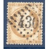 Timbre France Yvert No 59a Type Cérès 15c bistre-brun Oblitéré gros chiffres