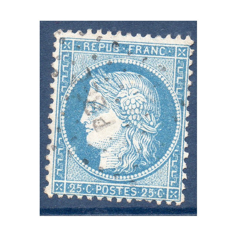 Timbre France Yvert No 60A Type Cérès 25c bleu Oblitéré ambulant