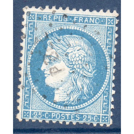 Timbre France Yvert No 60A Type Cérès 25c bleu Oblitéré ambulant