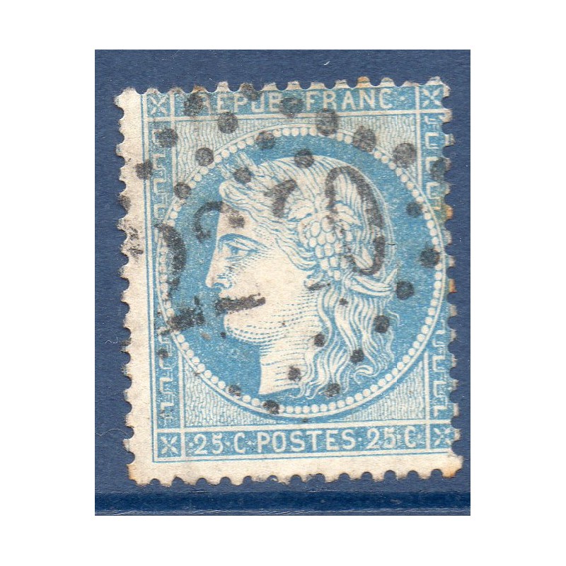 Timbre France Yvert No 60A Type Cérès 25c bleu Oblitéré gros chiffres