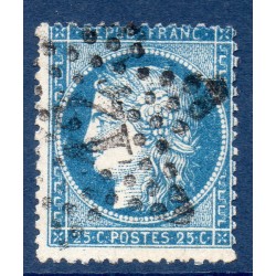 Timbre France Yvert No 60Aa Type Cérès 25c bleu foncé Oblitéré étoile