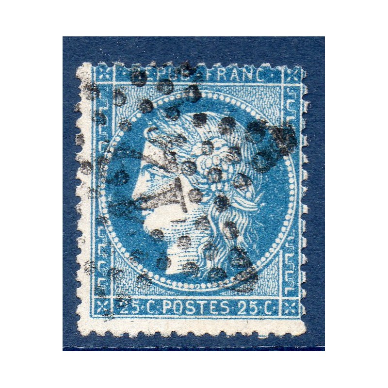 Timbre France Yvert No 60Aa Type Cérès 25c bleu foncé Oblitéré étoile