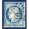 Timbre France Yvert No 60B Type Cérès 25c bleu Oblitéré gros chiffres