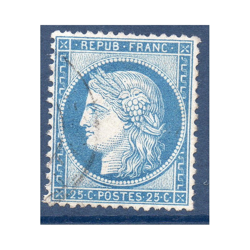 Timbre France Yvert No 60C Type Cérès 25c bleu Oblitéré CaD type 17