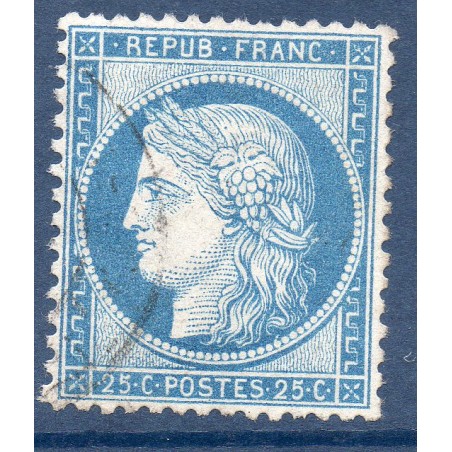 Timbre France Yvert No 60C Type Cérès 25c bleu Oblitéré CaD type 17