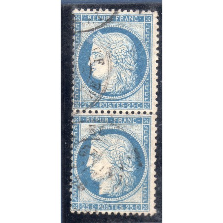 Timbre France Yvert Paire No 60C Type Cérès 25c bleu Oblitéré CaD type 17