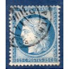 Timbre France Yvert No 60Ca Type Cérès 25c bleu foncé Oblitéré CaD type 17