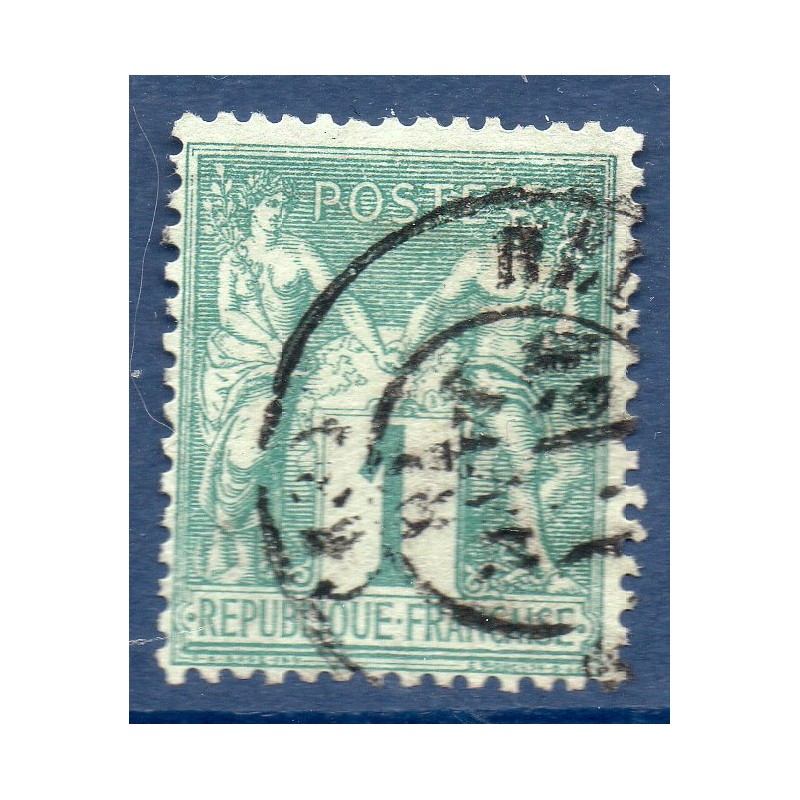 Timbre France Yvert No 61 Type I Sage 1c vert Oblitéré