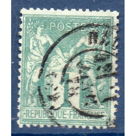 Timbre France Yvert No 61 Type I Sage 1c vert Oblitéré