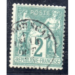 Timbre France Yvert No 62 Type I Sage 2c vert Oblitéré