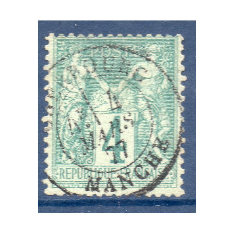 Timbre France Yvert No 63 Type I Sage 4c vert Oblitéré