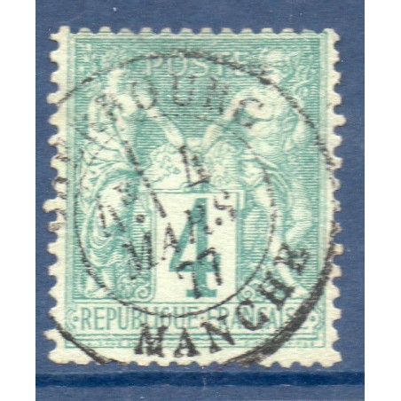 Timbre France Yvert No 63 Type I Sage 4c vert Oblitéré