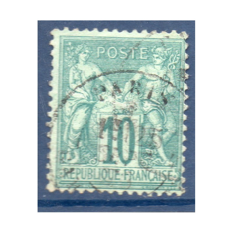 Timbre France Yvert No 65 Type I Sage 10c vert Oblitéré