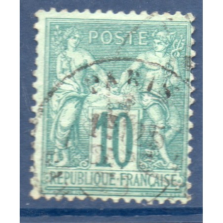 Timbre France Yvert No 65 Type I Sage 10c vert Oblitéré