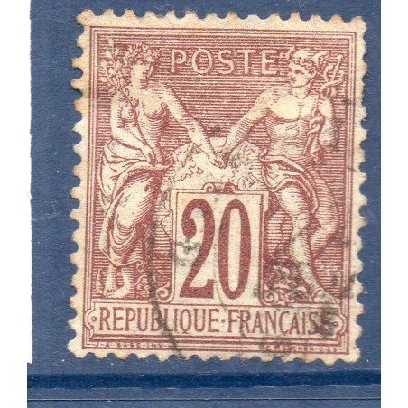 Timbre France Yvert No 67 Type I Sage 20c brun-lilas Oblitéré