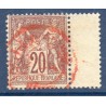 Timbre France Yvert No 67 Type I Sage 20c brun-lilas Oblitéré CaD rouge des imprimés