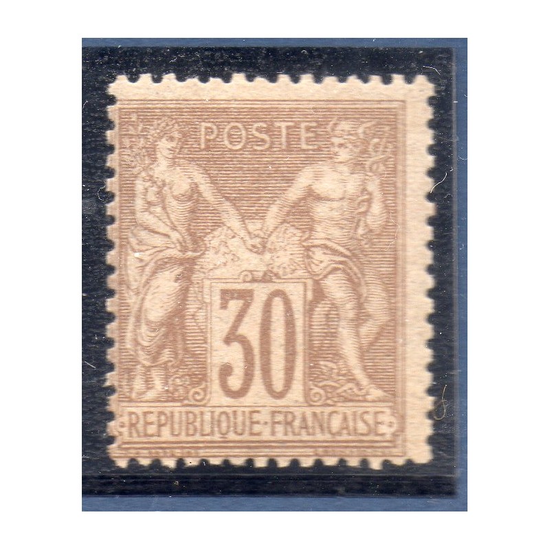 Timbre France Yvert No 69 Type I Sage 30c brun clair Neuf * sur charnière