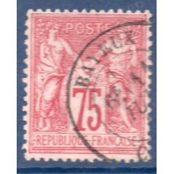 Timbre France Yvert No 71 Type I Sage 75c carmin Oblitéré