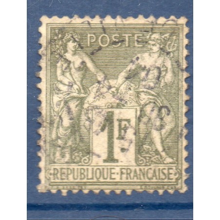 Timbre France Yvert No 72 Type I Sage 1fr bronze Oblitéré