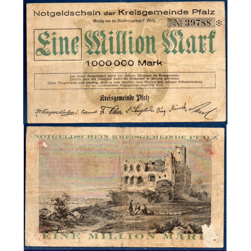 Worms a Rhein Gross Notgeld TB 1 Millions mark, 1923