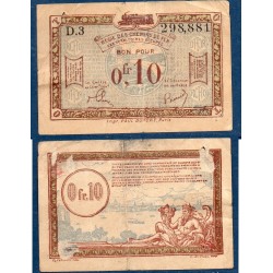 10 centimes régie des chemin de fer TB 1923 Pirot 135.2 Billet d'occupation