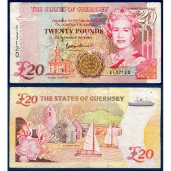 Guernesey Pick N°58c, TB Billet de banque de 20 livres 1996-2023