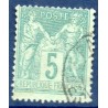 Timbre France Yvert No 75 Type II Sage 5c vert Oblitéré