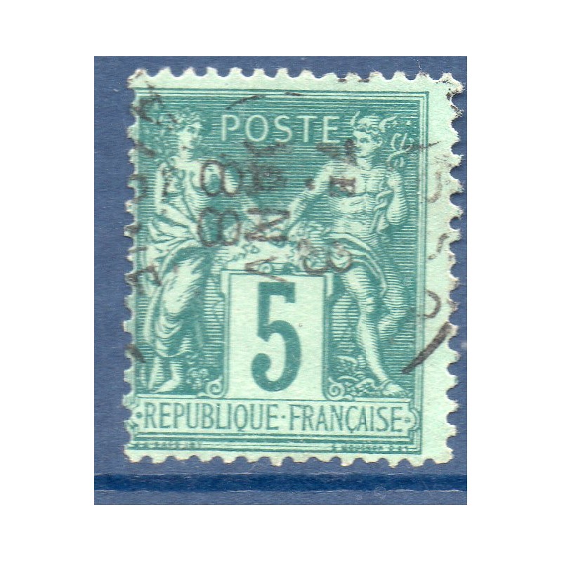 Timbre France Yvert No 75e Type II Sage 5c vert foncé Oblitéré