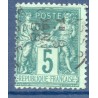 Timbre France Yvert No 75e Type II Sage 5c vert foncé Oblitéré