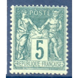 Timbre France Yvert No 75e Type II Sage 5c vert foncé Neuf * sur charnière